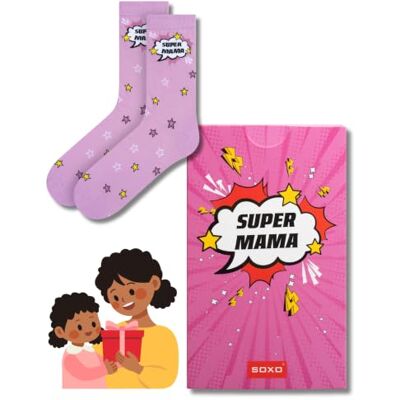 soxo Super Mama meias de mulher engraçadas algodão presentes originais presente na caixa mãe 35-40 Set Para Amiga, Detalle De Cumpleaños, Socks Altos, Diseños Graciosos soxo Super Mama meias de mulher engraçadas algodão presentes originais presente na caixa mãe 35-40 Set Para Amiga, Detalle De Cumpleaños, Socks Altos, Diseños Graciosos