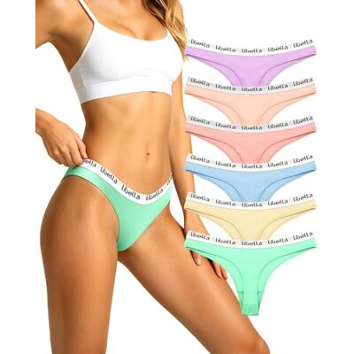 Libella Tangas mulher algodão confortável Thong desportivo roupa interior sexy sólido G-String pack de 6 multicolorido UN7 M Libella Tangas mulher algodão confortável Thong desportivo roupa interior sexy sólido G-String pack de 6 multicolorido UN7 M