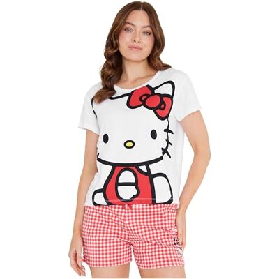 Hello Kitty Pijama Corto Mujer Verano Pijamas Adolescentes Conjunto de Pijama con Manga Corta Ropa de Mujer Chica Ideas de Regalos Hello Kitty Pijama Corto Mujer Verano Pijamas Adolescentes Conjunto de Pijama con Manga Corta Ropa de Mujer Chica Ideas de Regalos