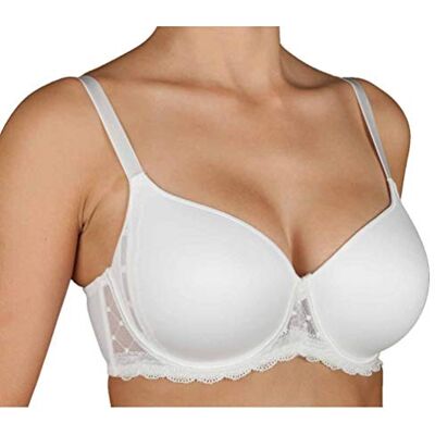 Selene , Sutiã para mulher com aros e copas acolchoadas, detalhes de renda transparente, coleção Desire, Branco, 105 D Selene , Sutiã para mulher com aros e copas acolchoadas, detalhes de renda transparente, coleção Desire, Branco, 105 D