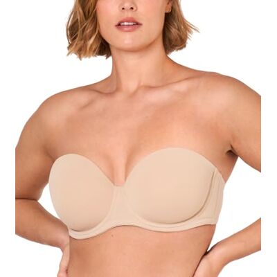 DELIMIRA Sutiã push up sem alças, de silicone, tamanhos grandes Push-up 90G Bege DELIMIRA Sutiã push up sem alças, de silicone, tamanhos grandes Push-up 90G Bege
