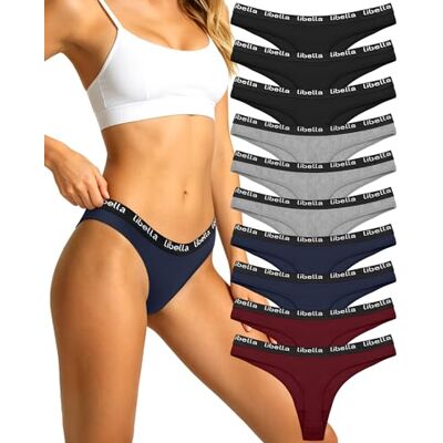 Libella Tangas mulher algodão para mulher Thong tanga simples e confortável cor sólida G-String pacote de 6,3207 Libella Tangas mulher algodão para mulher Thong tanga simples e confortável cor sólida G-String pacote de 6,3207