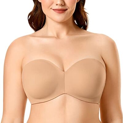 DELIMIRA Mulher sutiã invisível suporte com aros sem alças natural 90C DELIMIRA Mulher sutiã invisível suporte com aros sem alças natural 90C