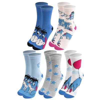 United 5 pares de meias Disney I-Aah para mulher, design de , azul, 38-43, meias para mulher, meias para mulher United 5 pares de meias Disney I-Aah para mulher, design de , azul, 38-43, meias para mulher, meias para mulher