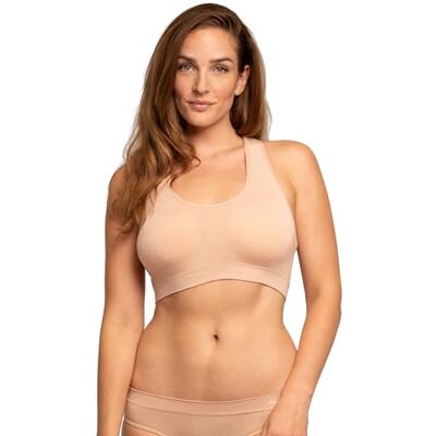 DANISH ENDURANCE Sutiã de bambu para mulher, costas nadadoras, sem costuras, sem aros, Bege DANISH ENDURANCE Sutiã de bambu para mulher, costas nadadoras, sem costuras, sem aros, Bege
