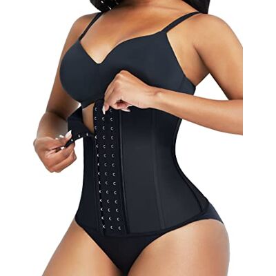 FeelinGirl Espartilho de moldagem de cintura para mulher, látex preto FeelinGirl Espartilho de moldagem de cintura para mulher, látex preto