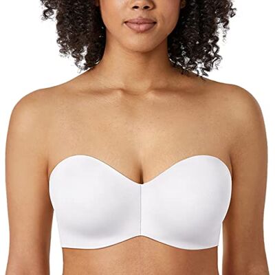 DELIMIRA Sutiã sem alças para mulher, sem forro, redutor com aros, tamanho grande, Branco, 85 B DELIMIRA Sutiã sem alças para mulher, sem forro, redutor com aros, tamanho grande, Branco, 85 B