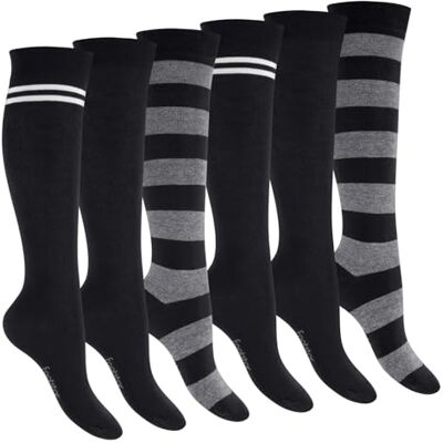 Footstar Meias femininas até aos joelhos (6 pares), Preto Footstar Meias femininas até aos joelhos (6 pares), Preto