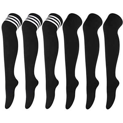 DRESHOW 6 pares meias até ao joelho para mulher, riscas escola de cosplay casual sobre o joelho meias até às coxas meias compridas, 6 Pares N DRESHOW 6 pares meias até ao joelho para mulher, riscas escola de cosplay casual sobre o joelho meias até às coxas meias compridas, 6 Pares N