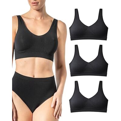 Risalti Sutiãs mulher ombros largos de bambu 3 peças sutiã sem aros suporte leve, mais macio que o sutiã desportivo para mulher, sutiã de mulher, roupa de mulher sem costuras Made In Italy Risalti Sutiãs mulher ombros largos de bambu 3 peças sutiã sem aros suporte leve, mais macio que o sutiã desportivo para mulher, sutiã de mulher, roupa de mulher sem costuras Made In Italy
