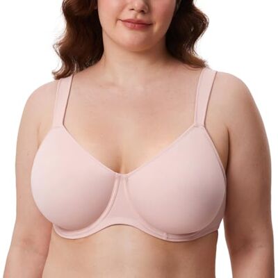DELIMIRA Sutiã Redutor Copa Completa Sem Enchimento Minimizador para Mulher, Rosa nude, 105 C DELIMIRA Sutiã Redutor Copa Completa Sem Enchimento Minimizador para Mulher, Rosa nude, 105 C