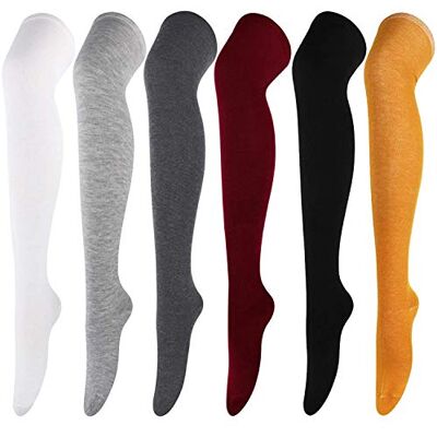 DRESHOW 6 Pares de Meias até ao Joelho para Mulher, Raya Escola de Cosplay Casual Sobre o Joelho Meias até à Coxa Meias Longas, Tamanho único DRESHOW 6 Pares de Meias até ao Joelho para Mulher, Raya Escola de Cosplay Casual Sobre o Joelho Meias até à Coxa Meias Longas, Tamanho único