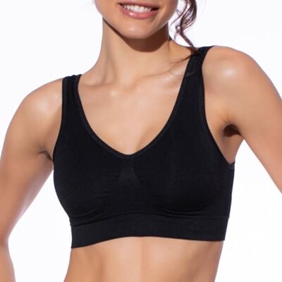 Selene , Brassiere Comfort Sem Aros e Sem Costuras, Sutiã Mulher com Enchimento Removível, Coleção Louise, Preto Selene , Brassiere Comfort Sem Aros e Sem Costuras, Sutiã Mulher com Enchimento Removível, Coleção Louise, Preto
