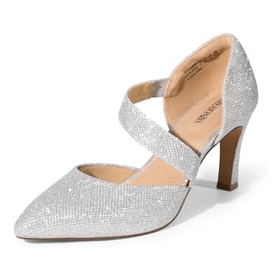 DREAM PAIRS Sapatos de salto alto para mulher, tamanho 39, prata-Glitter, SDPU2350W DREAM PAIRS Sapatos de salto alto para mulher, tamanho 39, prata-Glitter, SDPU2350W