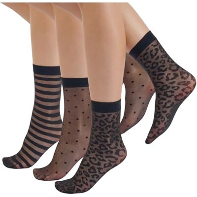 CALZITALY 3 pares meias femininas, mini meias semitransparentes, tamanho único, Made in Italy (FR/ES, Letras, tamanho único, regular, fantasia de animais) CALZITALY 3 pares meias femininas, mini meias semitransparentes, tamanho único, Made in Italy (FR/ES, Letras, tamanho único, regular, fantasia de animais)