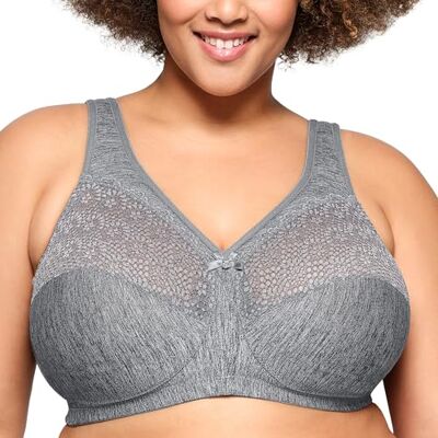 Glamorise Full Figure MagicLift Comfort Sutien with Posture Back #1064, sutiã completo para mulher, Cinzento (cinzento Heather 021), 110 E Glamorise Full Figure MagicLift Comfort Sutien with Posture Back #1064, sutiã completo para mulher, Cinzento (cinzento Heather 021), 110 E