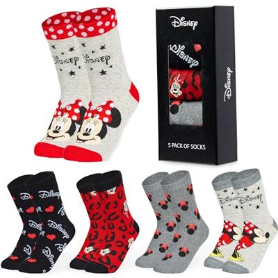 Disney Meias altas tamanho 35-41, Conjunto de meias divertidas para mulher adolescente, Pack de 5 pares Disney Meias altas tamanho 35-41, Conjunto de meias divertidas para mulher adolescente, Pack de 5 pares