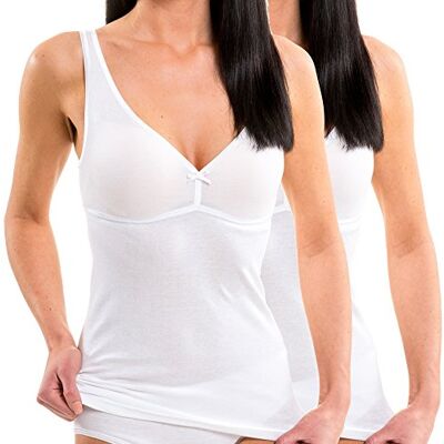 HERMKO 17580 Kit de 2 Camiseta de Mulher com Sutiã e Bustier Integrado, Branco HERMKO 17580 Kit de 2 Camiseta de Mulher com Sutiã e Bustier Integrado, Branco