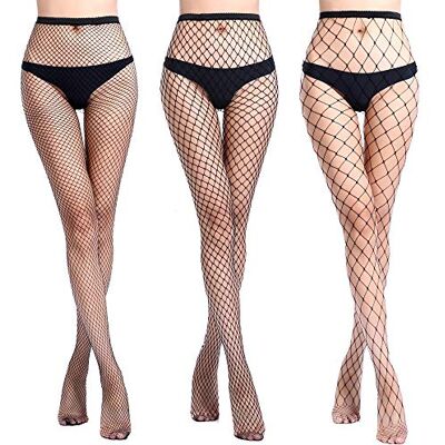 Libella 3 peças meias de grade para mulher meias pretas meias de grade de cintura alta elásticas sexy meias de grade 27218, 3º grande/média/pequeno collant Libella 3 peças meias de grade para mulher meias pretas meias de grade de cintura alta elásticas sexy meias de grade 27218, 3º grande/média/pequeno collant