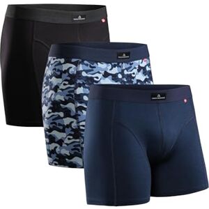 DANISH ENDURANCE Cuecas para homem Boxer de algodão premium, conjunto de 3 e 10, MC (1 x preto, 1 x azul camuflagem, azul-marinho), 4XL DANISH ENDURANCE Cuecas para homem Boxer de algodão premium, conjunto de 3 e 10, MC (1 x preto, 1 x azul camuflagem, azul-marinho), 4XL