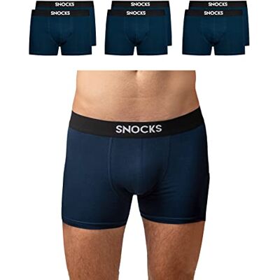 Snocks Pack de 6 boxers de algodão bio roupa interior ultramacia cuecas homem sem etiqueta irritante pack boxers homem tamanho XS XXL, 6 x azul-marinho, L Snocks Pack de 6 boxers de algodão bio roupa interior ultramacia cuecas homem sem etiqueta irritante pack boxers homem tamanho XS XXL, 6 x azul-marinho, L
