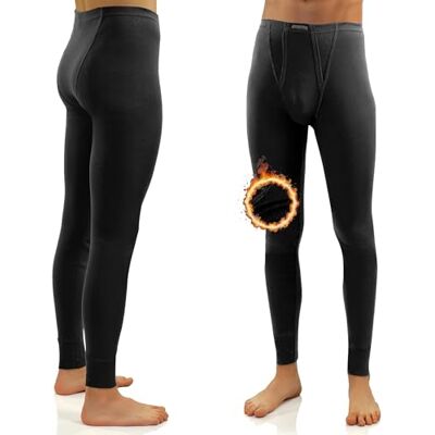 Sesto Senso Cuecas compridas 100% algodão calças inverno térmicas para homem, Preto Sesto Senso Cuecas compridas 100% algodão calças inverno térmicas para homem, Preto