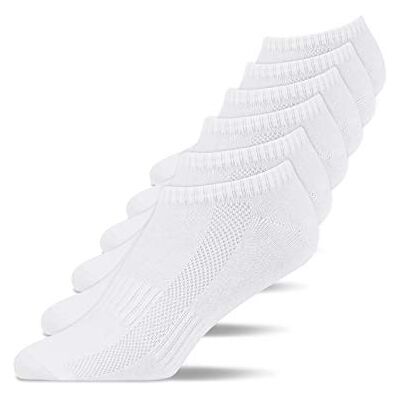 Snocks Meias desportivas para homem e mulher, 6 unidades, tamanhos 35-54, meias curtas de algodão Snocks Meias desportivas para homem e mulher, 6 unidades, tamanhos 35-54, meias curtas de algodão