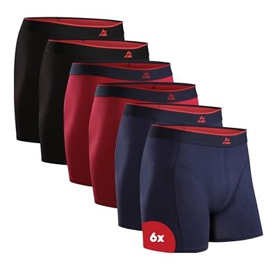 DANISH ENDURANCE Cuecas homem boxer de bambu, com ou sem cuecas, macias e elásticas, 6 pacotes boxers para homem, roupa interior, Multicolor (2 x preto, 2 x vermelho, 2 x azul-marinho) pacote de 6 DANISH ENDURANCE Cuecas homem boxer de bambu, com ou sem cuecas, macias e elásticas, 6 pacotes boxers para homem, roupa interior, Multicolor (2 x preto, 2 x vermelho, 2 x azul-marinho) pacote de 6