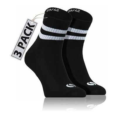 Sesto Senso 3 Pares de meias desportivas Old School American Crew com riscas compridas ou curtas, preto, 39-42 Sesto Senso 3 Pares de meias desportivas Old School American Crew com riscas compridas ou curtas, preto, 39-42