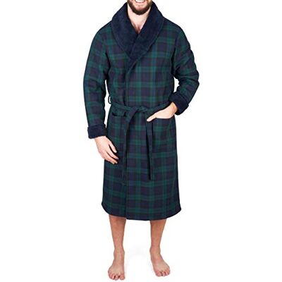 John Christian Roupão Polar Térmico Super Suave, Quadrados Azul Vermelho Branco, Azul / verde, L John Christian Roupão Polar Térmico Super Suave, Quadrados Azul Vermelho Branco, Azul / verde, L
