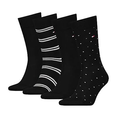 Tommy Hilfiger TH Men Giftbox 4P Meias para homem, 4 pares, tamanhos 39-46, caixa de presente), Preto Tommy Hilfiger TH Men Giftbox 4P Meias para homem, 4 pares, tamanhos 39-46, caixa de presente), Preto