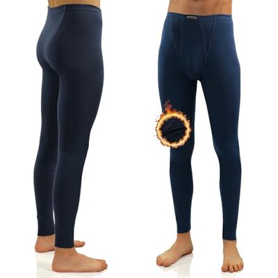 Sesto Senso Boxers Compridos 100% Algodão Calças Térmicas de Inverno Masculino, Azul escuro, L Sesto Senso Boxers Compridos 100% Algodão Calças Térmicas de Inverno Masculino, Azul escuro, L
