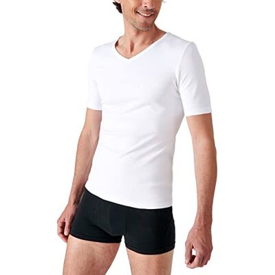 Damart T-shirt com decote em V de malha Interlock Thermolactyl grau 3 t-shirt térmica homem, Branco (branco), XS Damart T-shirt com decote em V de malha Interlock Thermolactyl grau 3 t-shirt térmica homem, Branco (branco), XS
