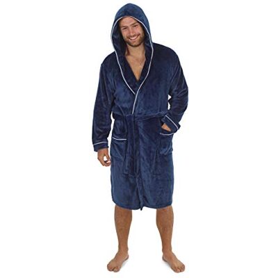 CityComfort Robe Inverno Homem e Adolescente, Roupão Polar com Capuz, Robe de Estar por Casa Presentes para Homens, Azul/marinho, L CityComfort Robe Inverno Homem e Adolescente, Roupão Polar com Capuz, Robe de Estar por Casa Presentes para Homens, Azul/marinho, L