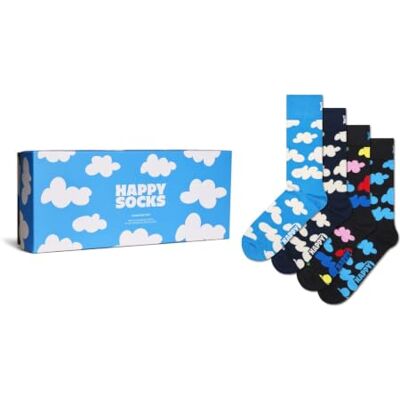 Happy Socks Meias 4-Pack Cloudy Gift Set algodão unissexo azul claro 41-46 Happy Socks Meias 4-Pack Cloudy Gift Set algodão unissexo azul claro 41-46