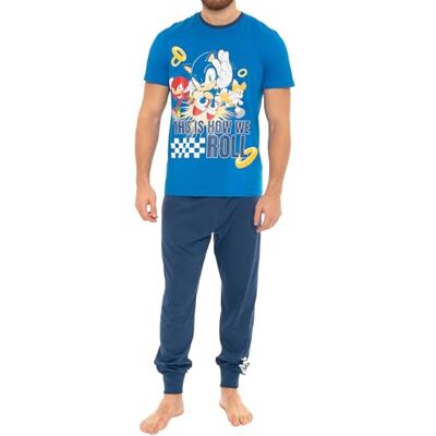 Sonic The Hedgehog Pijama Sonic Pijama para homem de inverno pijamas para homem S-XXL, azul, M Sonic The Hedgehog Pijama Sonic Pijama para homem de inverno pijamas para homem S-XXL, azul, M
