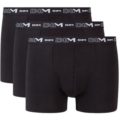 DIM Boxers Homem Coton Stretch Respirável Suporte Ótimo X3 (Pack de 3), Preto, M DIM Boxers Homem Coton Stretch Respirável Suporte Ótimo X3 (Pack de 3), Preto, M