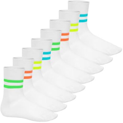 Footstar Homens, mulheres 8 pares de meias NEON GLOW, pretas, ajuste confortável, Branco e ouro Footstar Homens, mulheres 8 pares de meias NEON GLOW, pretas, ajuste confortável, Branco e ouro