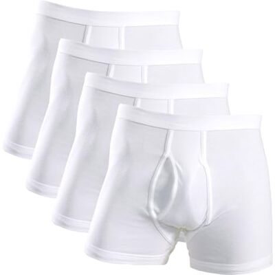 HERMKO 3940 Pack de 4 cuecas para homem com perna alta, 100% algodão orgânico, Branco HERMKO 3940 Pack de 4 cuecas para homem com perna alta, 100% algodão orgânico, Branco
