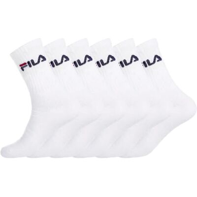 Fila Meias homem e mulher 43-46, conjunto de algodão de 6, branco 6B Fila Meias homem e mulher 43-46, conjunto de algodão de 6, branco 6B