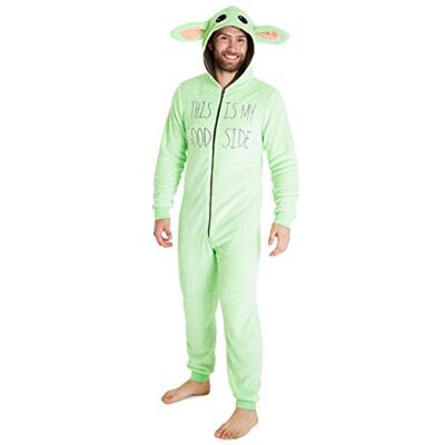 Disney Star Wars Pijama para homem Baby Yoda, The Mandalorian pijamas inteiros forro polar para homem, presentes originais para homem Disney Star Wars Pijama para homem Baby Yoda, The Mandalorian pijamas inteiros forro polar para homem, presentes originais para homem