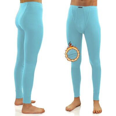 Sesto Senso Cuecas compridas 100% algodão calças inverno térmicas para homem, azul claro Sesto Senso Cuecas compridas 100% algodão calças inverno térmicas para homem, azul claro