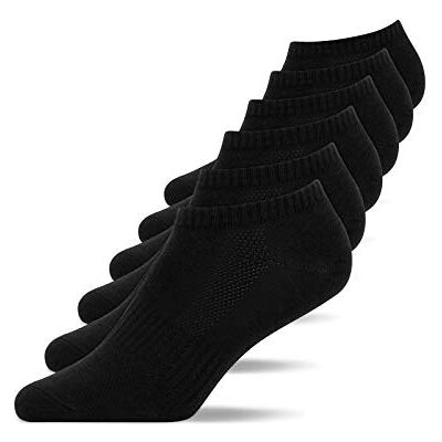 Snocks 6 pares de meias curtas tornozelo homem e mulher de algodão orgânico respirável meias homem e mulher desporto antiderrapantes preto 47-50 Snocks 6 pares de meias curtas tornozelo homem e mulher de algodão orgânico respirável meias homem e mulher desporto antiderrapantes preto 47-50