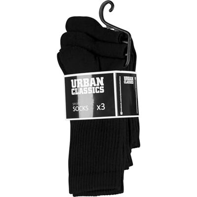 Urban Classics Sport Socks 3-Pack homem meias pretas, Preto Urban Classics Sport Socks 3-Pack homem meias pretas, Preto