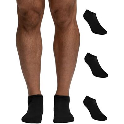 POMPEA 3 pares de meias masculinas de algodão, meias curtas no tornozelo com biqueira e calcanhar reforçados, Preto (preto 0071) POMPEA 3 pares de meias masculinas de algodão, meias curtas no tornozelo com biqueira e calcanhar reforçados, Preto (preto 0071)