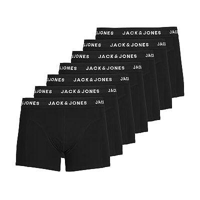 JACK & JONES Jachuey Trunks 7 Pack Boxer para homem, embalagem de 7 unidades, Preto, L JACK & JONES Jachuey Trunks 7 Pack Boxer para homem, embalagem de 7 unidades, Preto, L