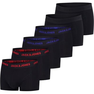 JACK & JONES Cuecas tipo boxer para homem, pacote de 6 unidades, básicas, elásticas, roupa interior, retrô, de algodão, preto, vermelho, verde, azul, cinza, S, M, L, XL, XXL, 3XL, 4XL, 5XL, 6XL, 7XL JACK & JONES Cuecas tipo boxer para homem, pacote de 6 unidades, básicas, elásticas, roupa interior, retrô, de algodão, preto, vermelho, verde, azul, cinza, S, M, L, XL, XXL, 3XL, 4XL, 5XL, 6XL, 7XL