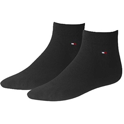 Tommy Hilfiger Adaptive Quarter meias para homem (pacote de 2), Preto Tommy Hilfiger Adaptive Quarter meias para homem (pacote de 2), Preto
