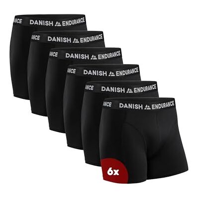 DANISH ENDURANCE Cuecas Homem Boxer Algodão Premium, Pack de 6 Roupa Homem, Roupa Interior, Preto DANISH ENDURANCE Cuecas Homem Boxer Algodão Premium, Pack de 6 Roupa Homem, Roupa Interior, Preto
