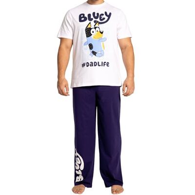 Bluey Conjunto de Pijama Homem Pijamas Homem Verão de Algodão para Pai, azul, XL Bluey Conjunto de Pijama Homem Pijamas Homem Verão de Algodão para Pai, azul, XL